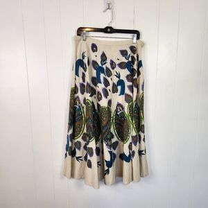 Vintage Peacock A-Line Midi Skirt Sequins Embellished Size XL New Deadstock 90s